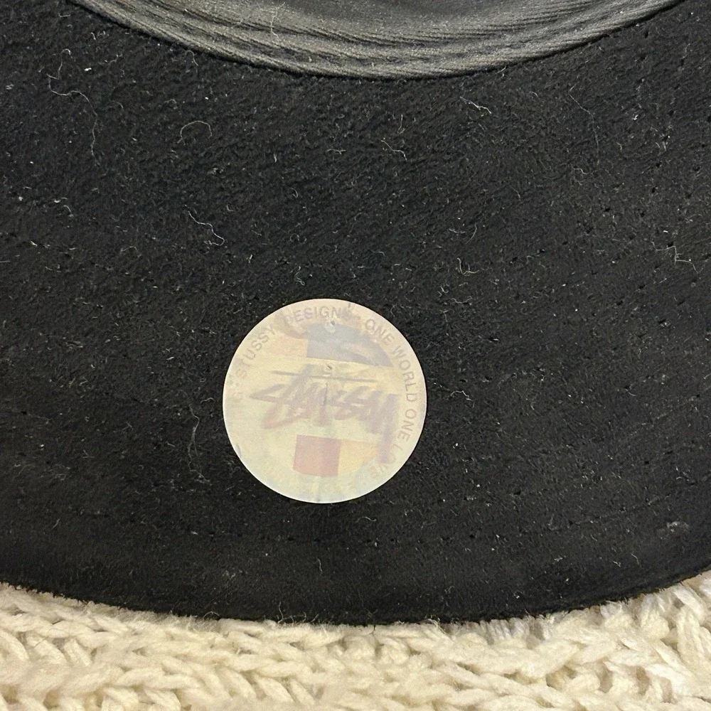 Stussy Y2K Paint Splatter Snapback Black Gray Hat Cap Suede Bill